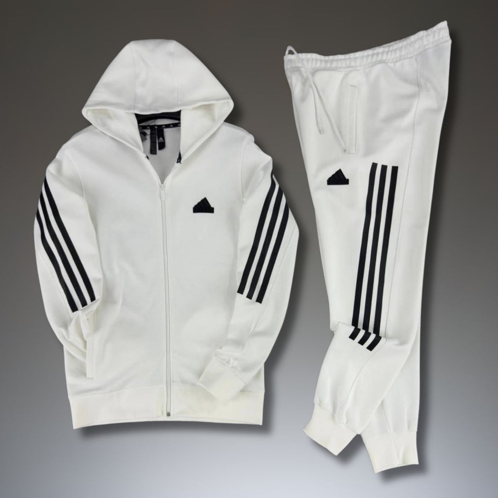 Adidas мъжки спортен екип, 2025, вертикални линии, бял. Premium качество