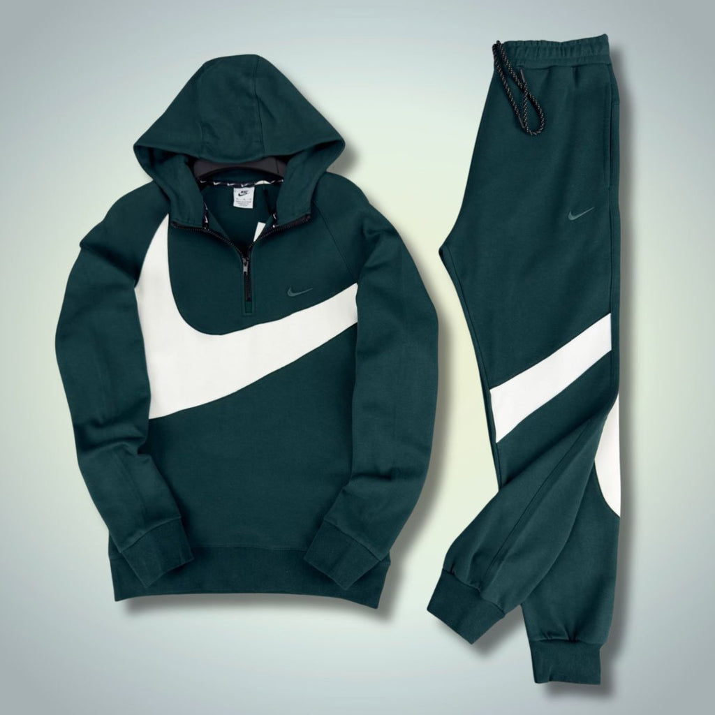 Nike мъжки спортен екип, голямо лого, тъмнозелен. Premium качество