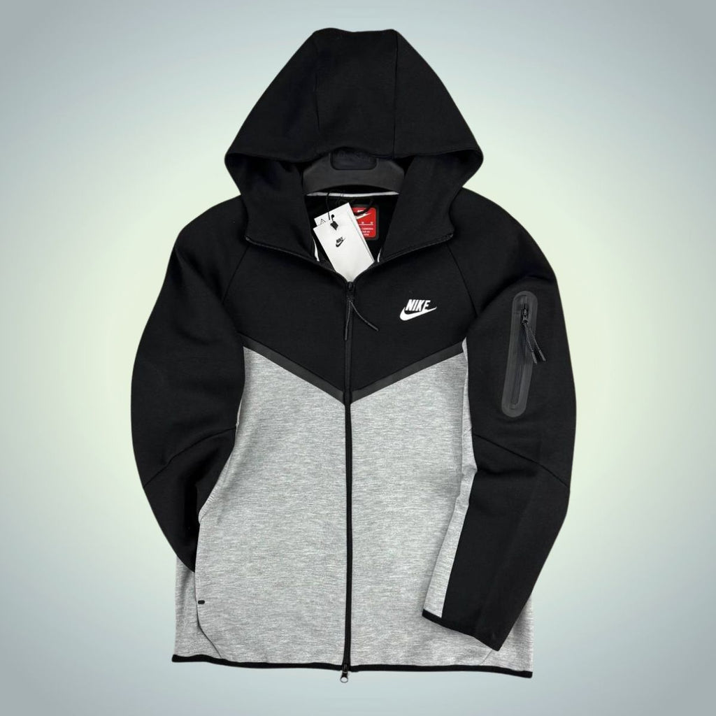 Nike Tech Fleece мъжки суичър, класическо сив - черен. Модел 2024. Premium качество