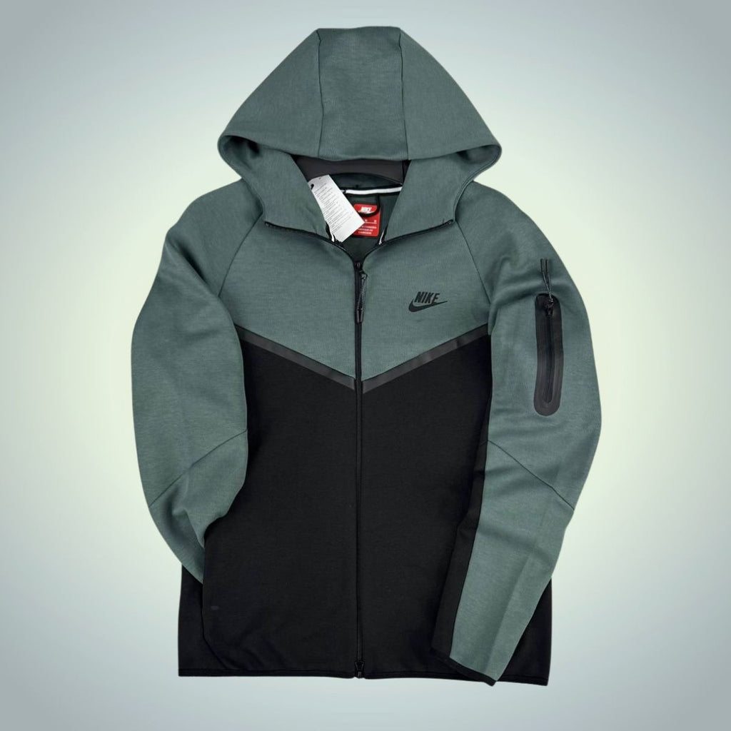Nike Tech Fleece мъжки суичър, градинско зелен - черен. Модел 2024. Premium качество