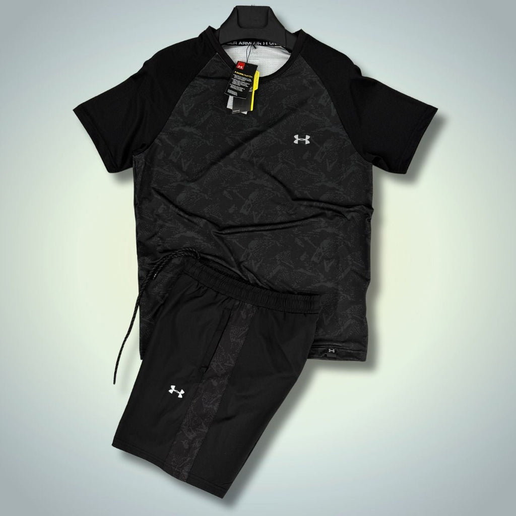 Under Armour мъжки спортен екип с къси панталонки, черен - графитен. Premium качество