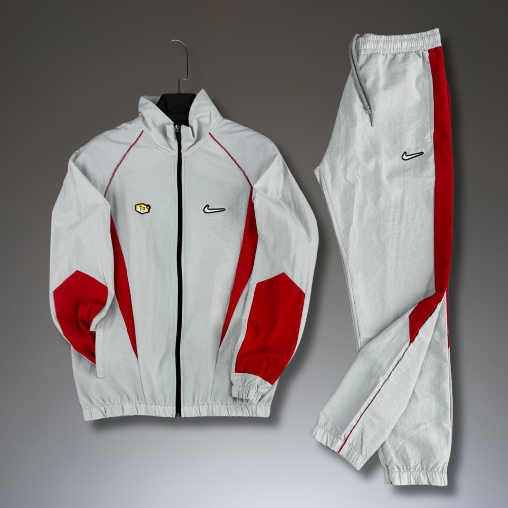 Nike TN мъжки шушляков спортен екип, светлосиво-червен. Premium