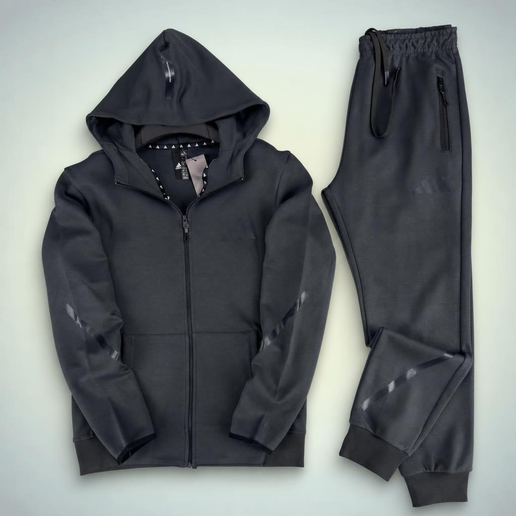 Adidas мъжки спортен екип с качулка, 2025, графитен. Premium качество