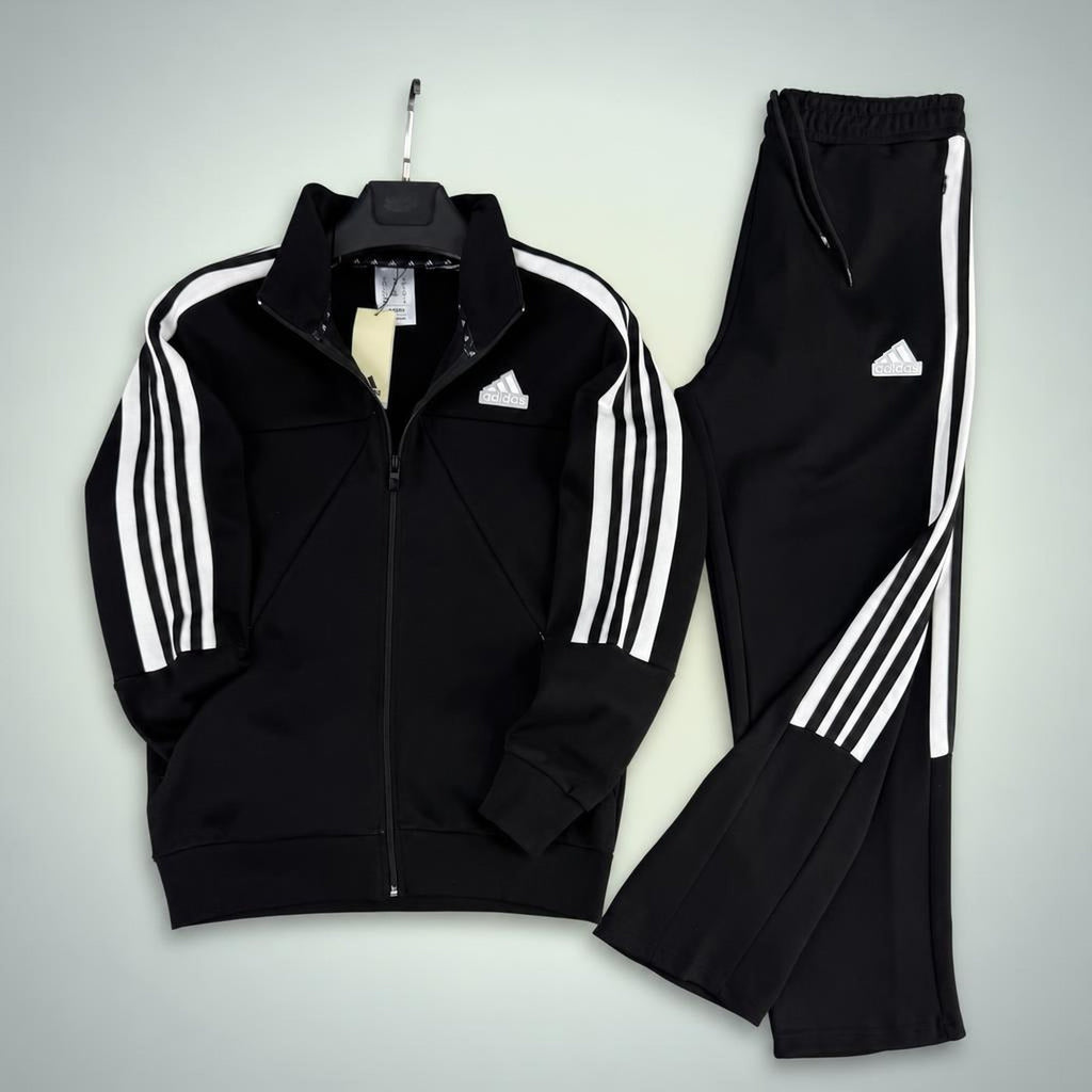 Adidas мъжки спортен екип с три бели ленти, черен. Premium качество