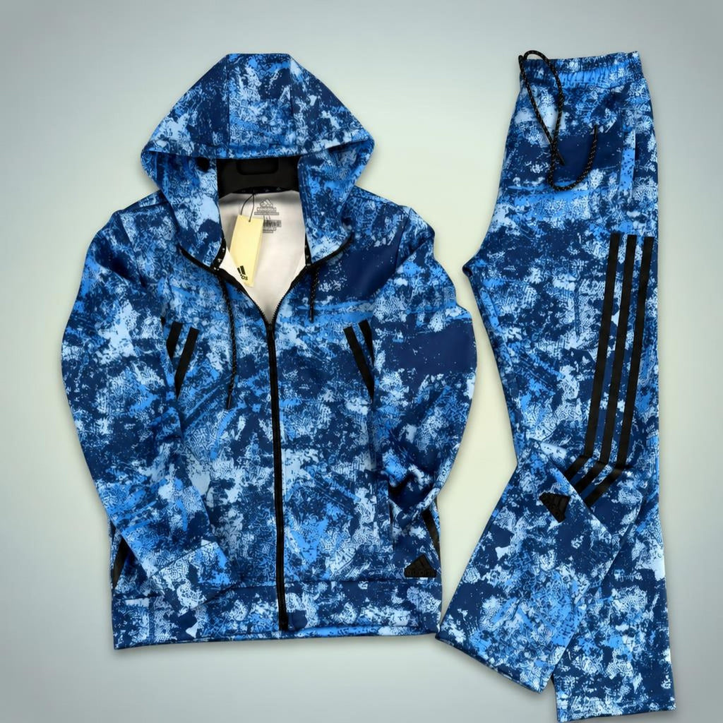 Adidas мъжки спортен екип, камуфлажна шарка, син. Premium качество