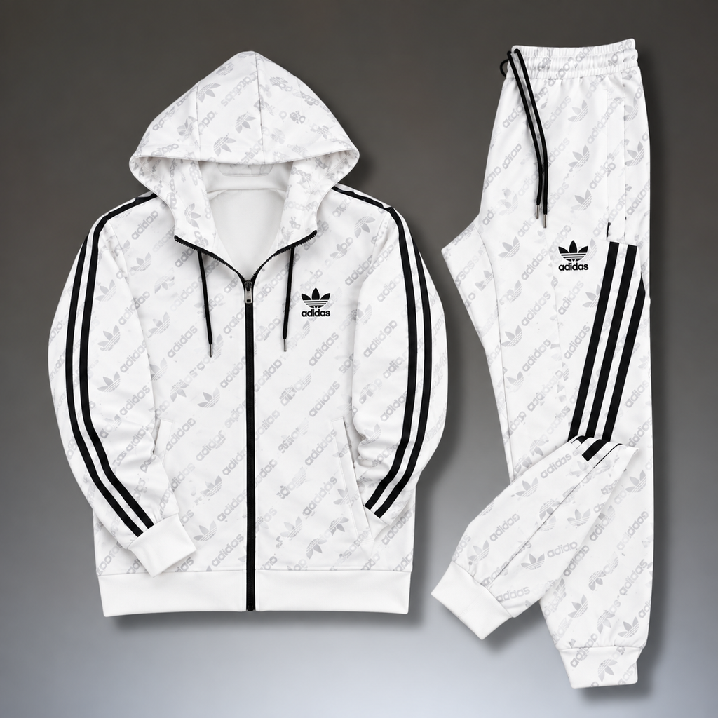 Adidas мъжки спортен екип, монограм, бял. Premium качество