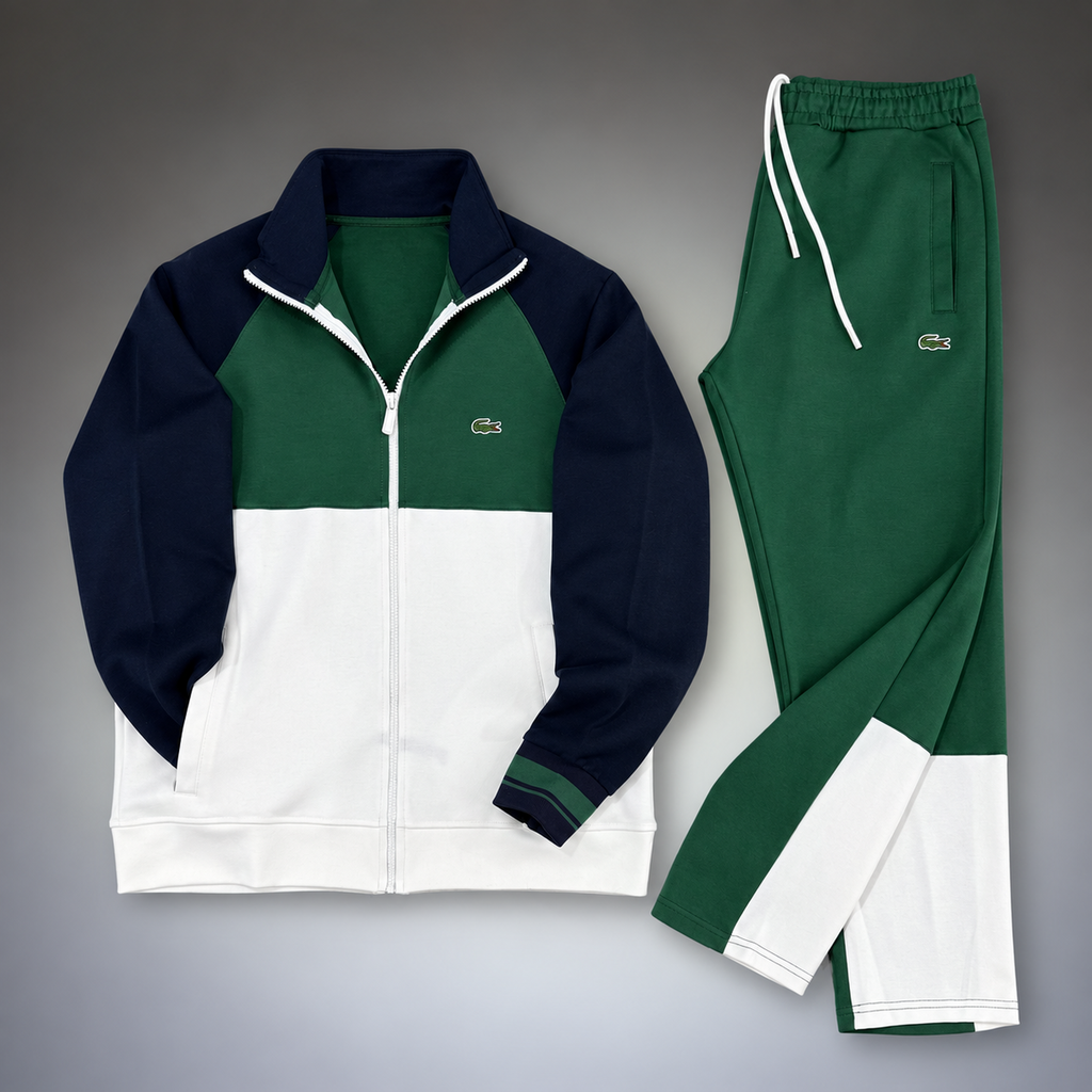 Lacoste мъжки спортен екип, три цвята, тъмносин - зелен - бял. Premium качество