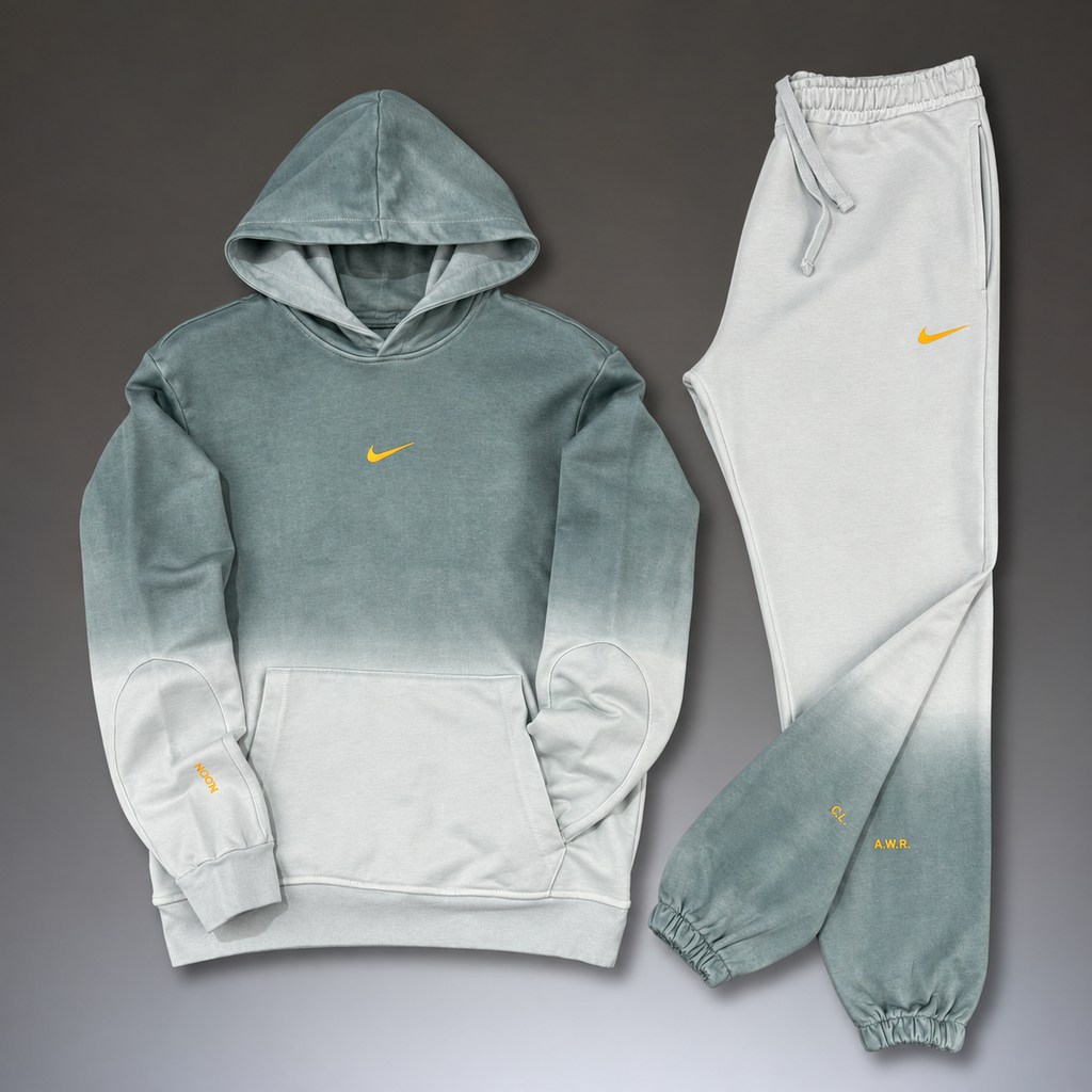 Nike Nocta мъжки спортен екип, преливащ десен, бял - зелен. Premium качество