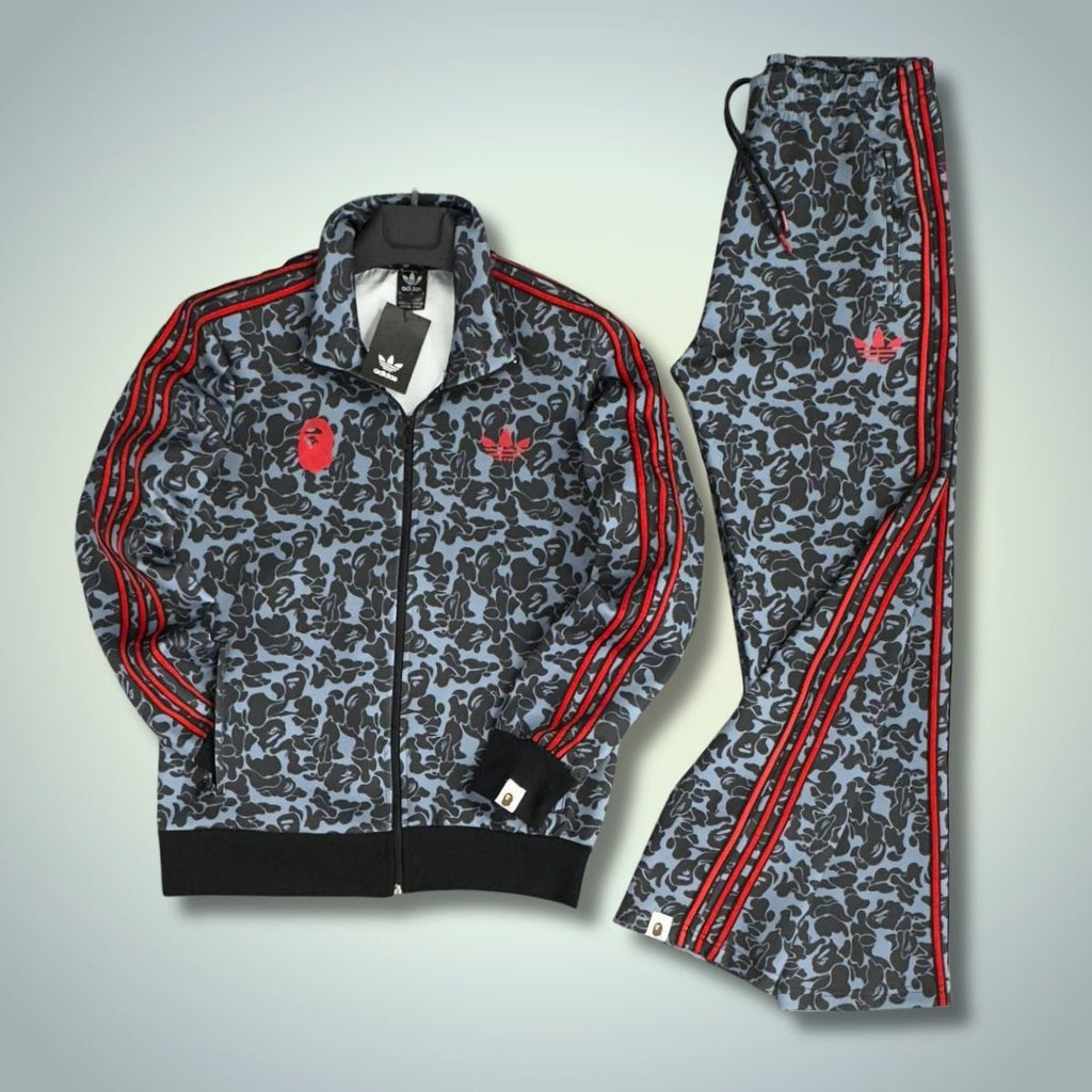 Adidas x A Bathing Ape мъжки спортен екип, син - червен. Premium качество