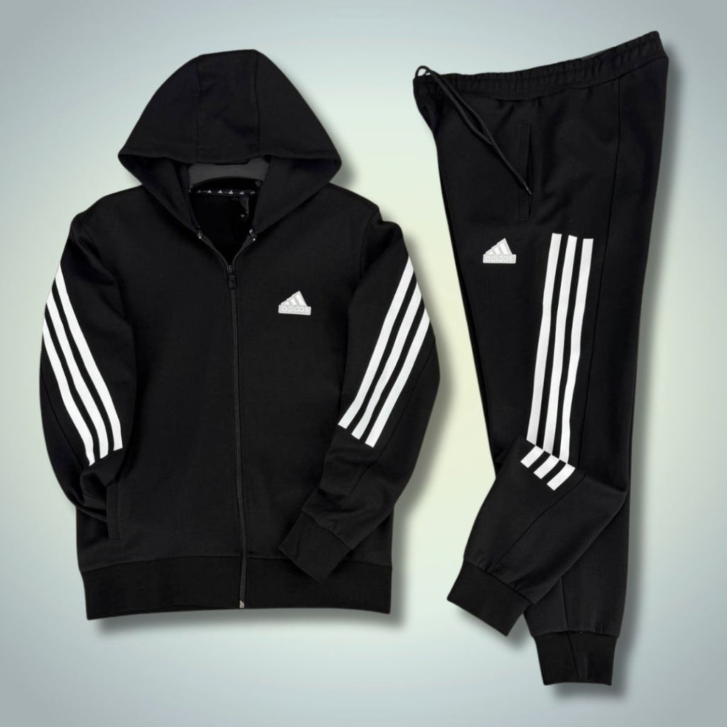 Adidas мъжки спортен екип, 2025, вертикални линии, черен. Premium качество
