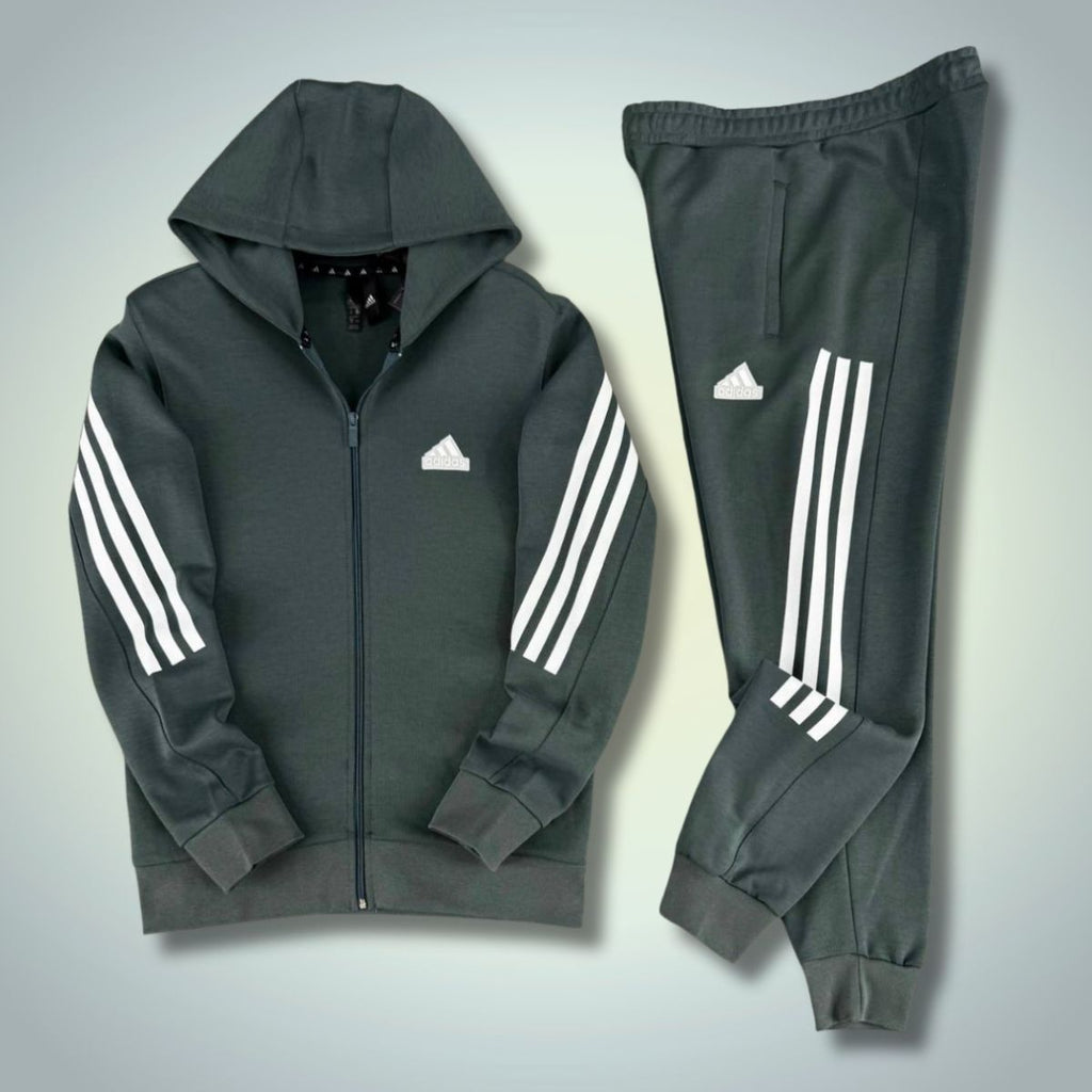 Adidas мъжки спортен екип, 2025, вертикални линии, градинско зелен. Premium качество