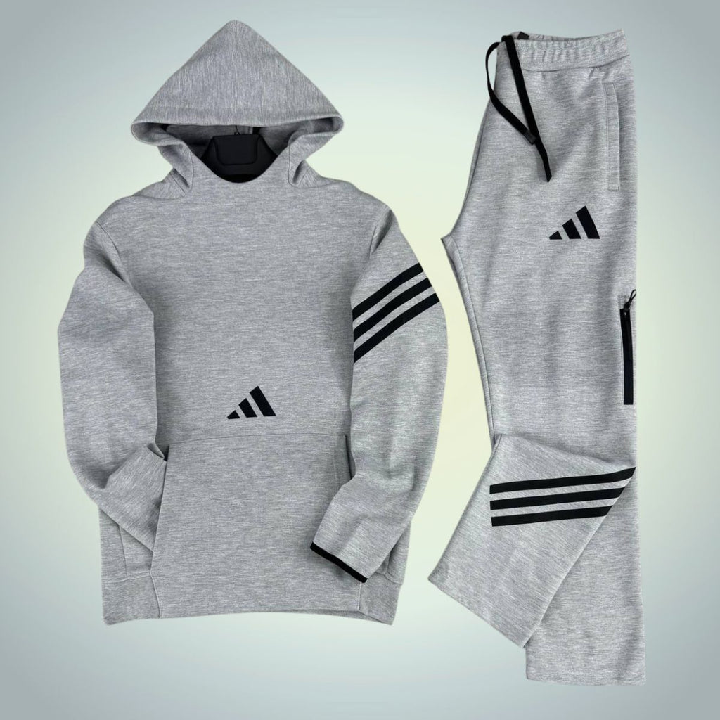 Adidas мъжки спортен екип със суичър, класическо сив. Premium качество