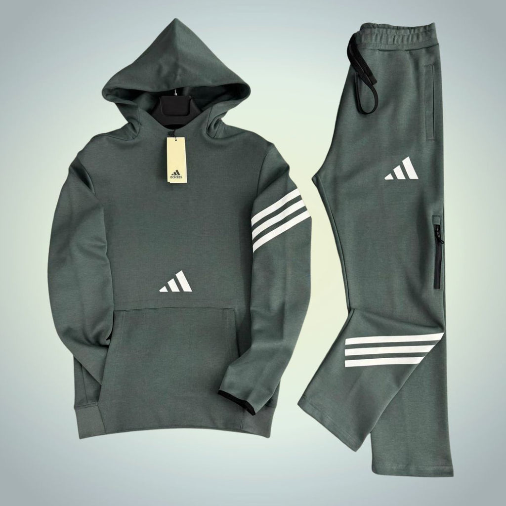 Adidas мъжки спортен екип със суичър, градинско зелен. Premium качество