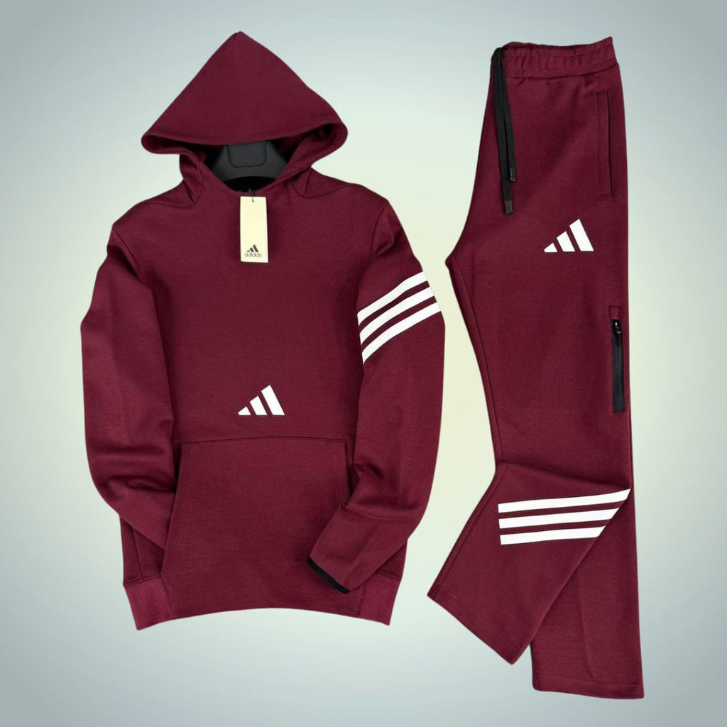 Adidas мъжки спортен екип със суичър, бордо. Premium качество
