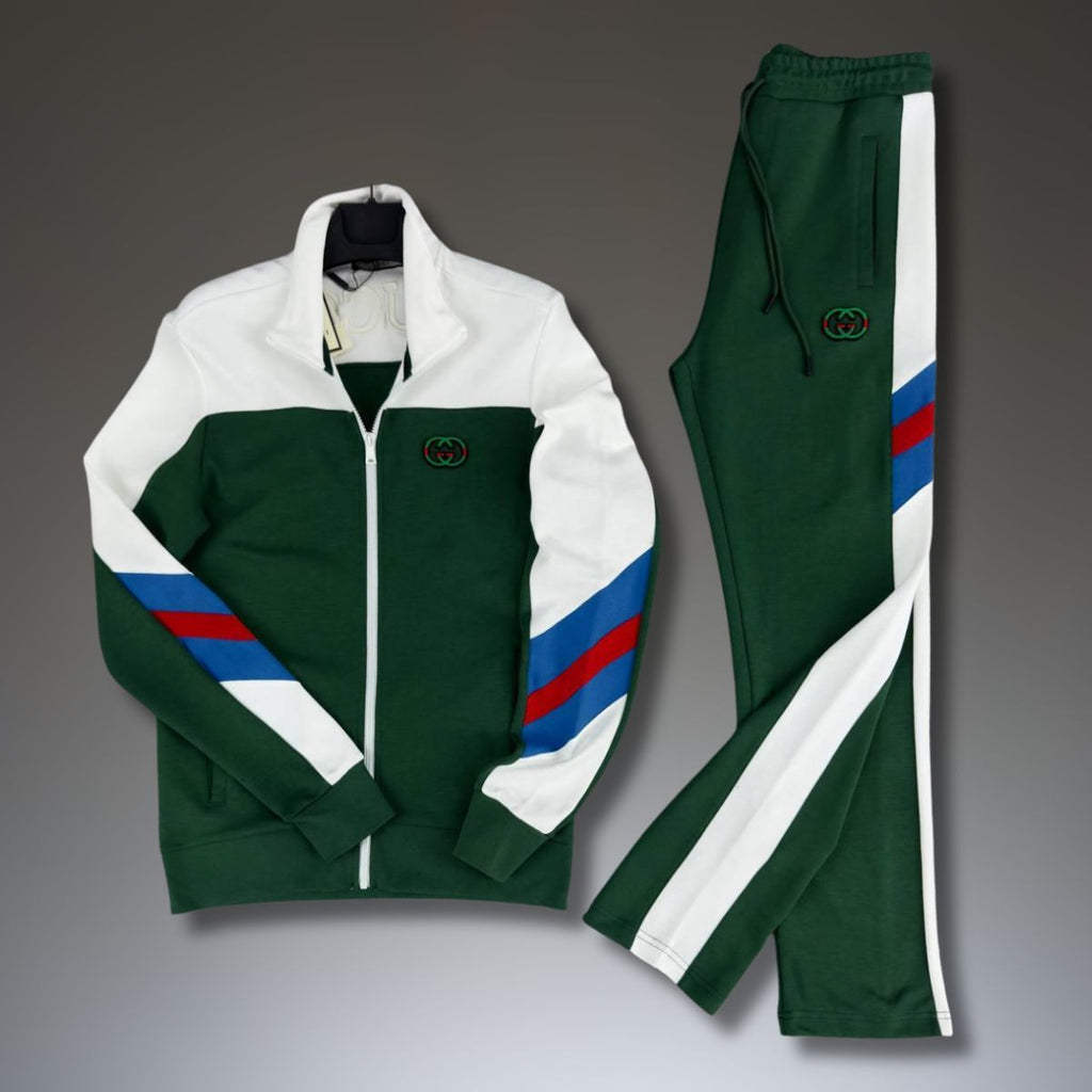 Gucci мъжки спортен екип, зелен - бял. Premium качество