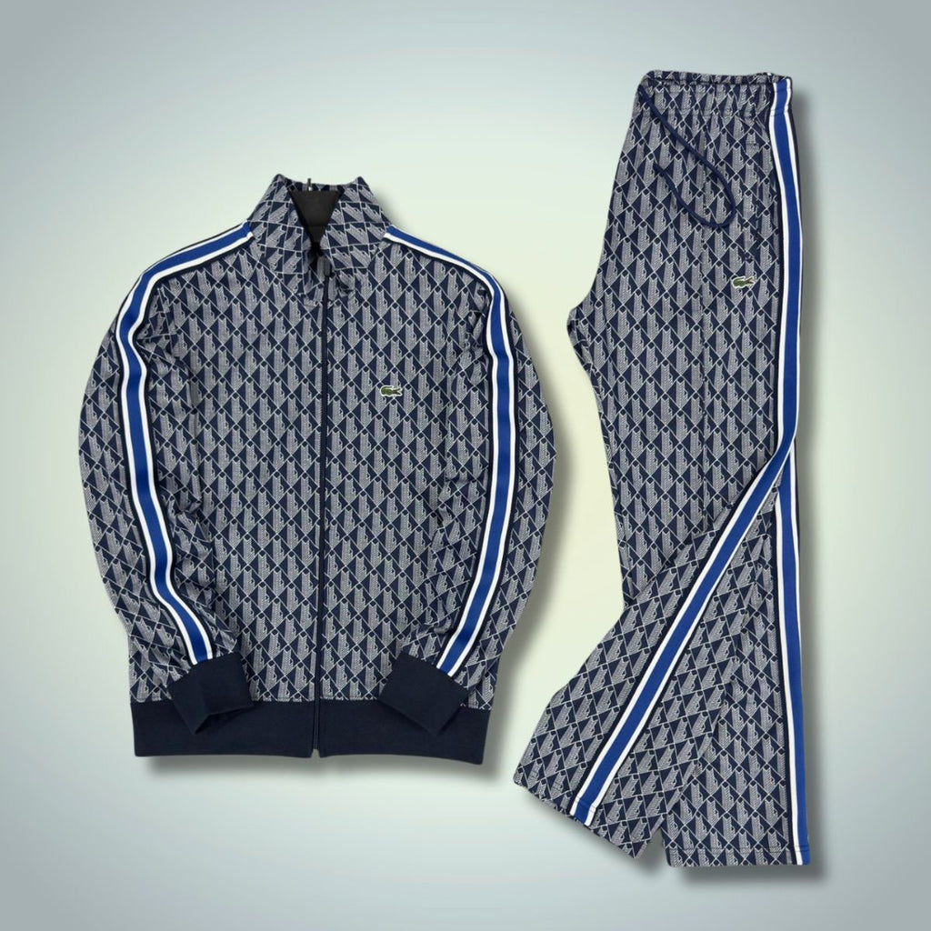 Lacoste мъжки спортен екип, Jacquard Monogram, тъмносин - бял. Premium качество