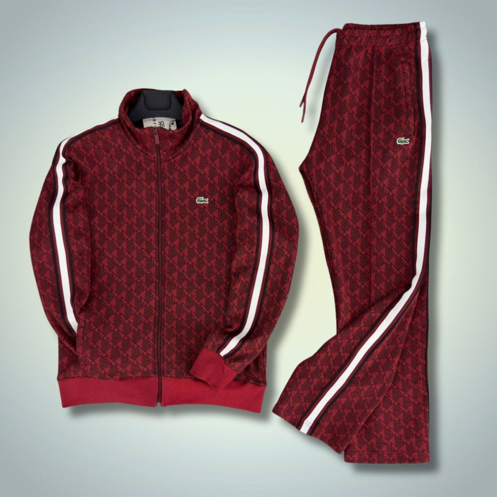 Lacoste мъжки спортен екип, Jacquard Monogram, червен. Premium качество