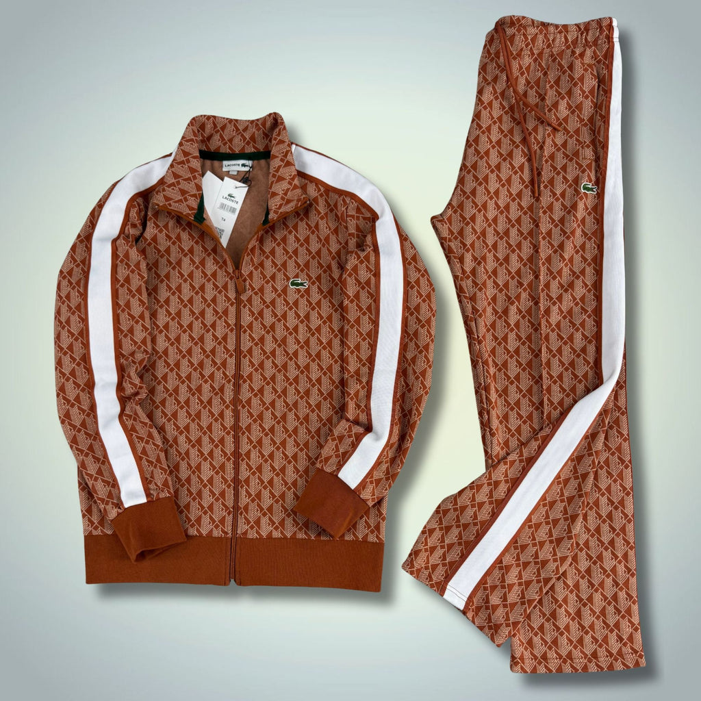 Lacoste мъжки спортен екип, Jacquard Monogram, бежов. Модел 2025. Premium качество