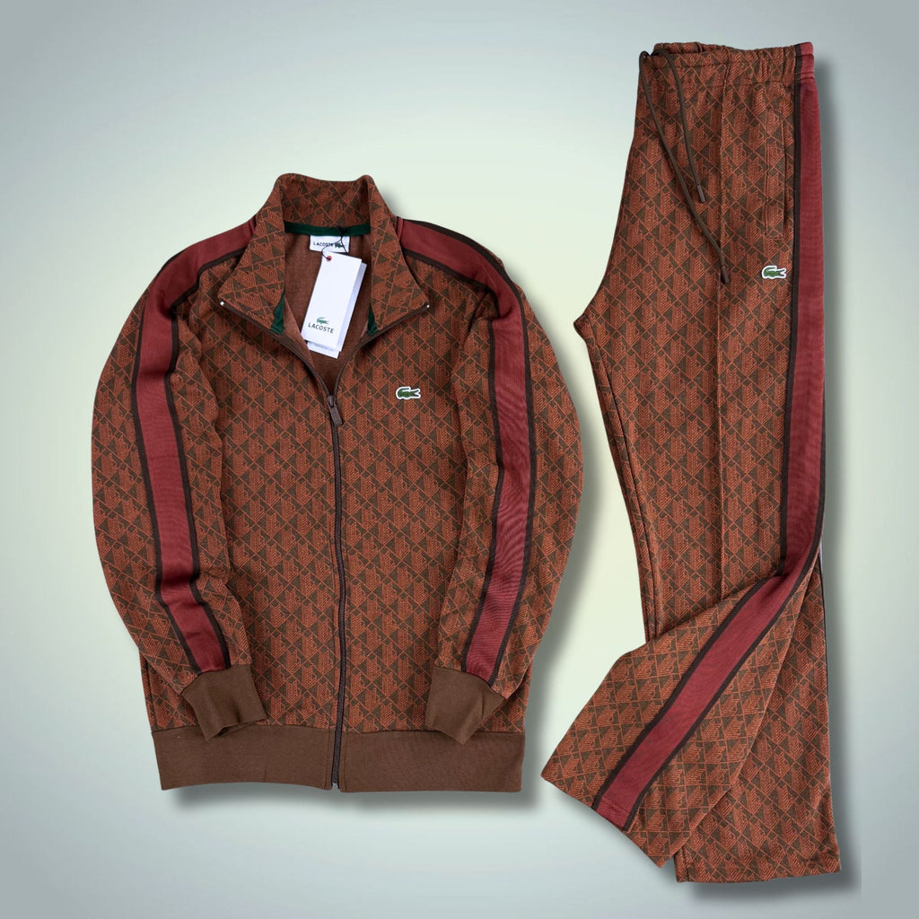 Lacoste мъжки спортен екип, Jacquard Monogram, кафяв. Модел 2025. Premium качество