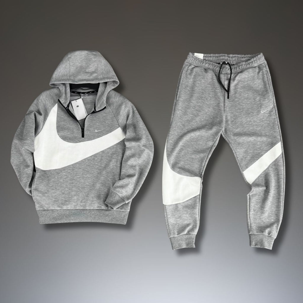 Nike мъжки спортен екип, голямо лого, класическо сив. Premium качество