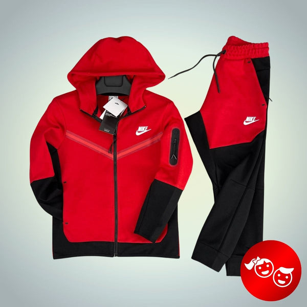 Nike Tech Fleece детски спортен екип, червено и черно. Premium качество