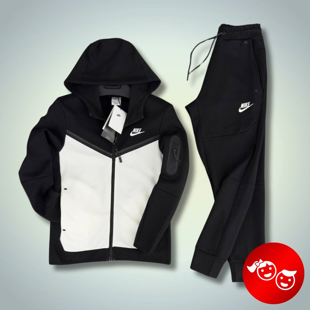 Nike Tech Fleece детски спортен екип, черно и бяло. Premium качество