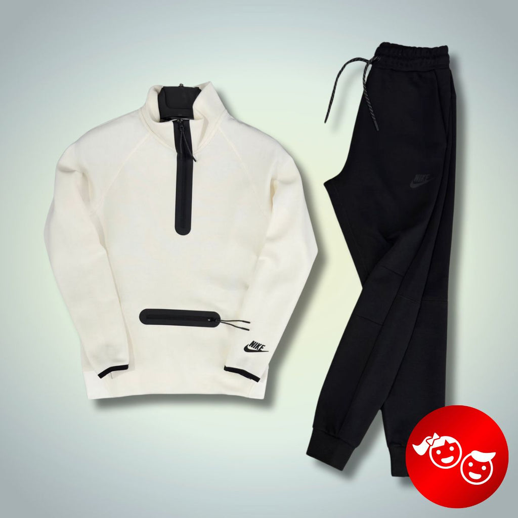 Nike Tech Fleece детски спортен екип, бял - черен. Модел 2024. Premium качество