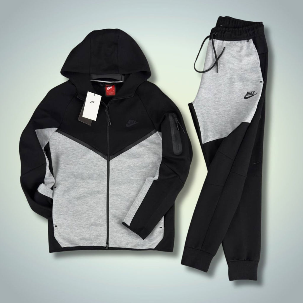 Nike Tech Fleece мъжки спортен екип, черен - класическо сив. Модел 2024. Premium качество