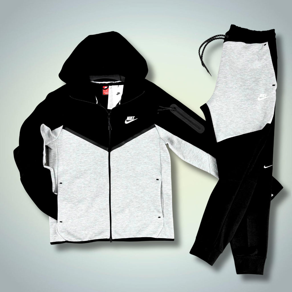Nike Tech Fleece мъжки спортен екип, черен - класическо сив. Модел 2024. Premium качество