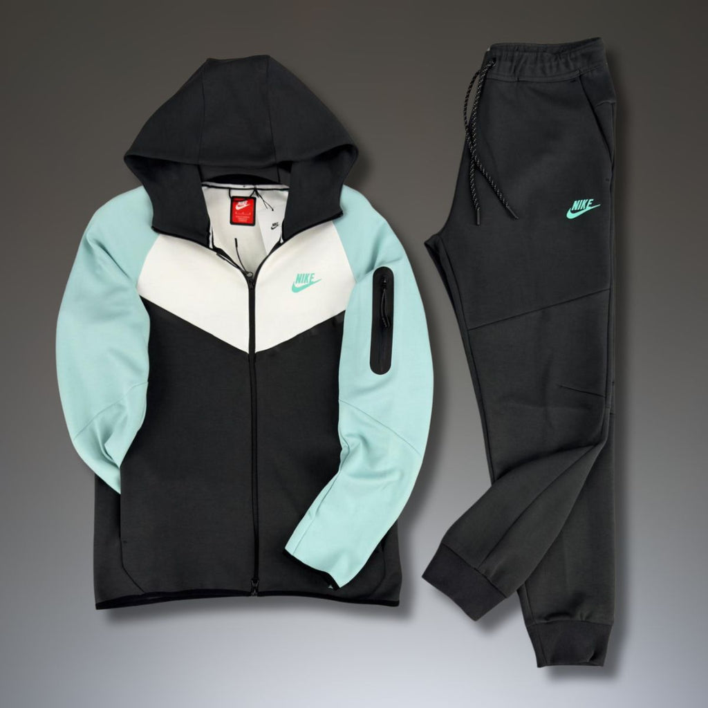 Nike Tech Fleece мъжки спортен екип, ментов - бял - графитен. Модел 2024. Premium качество