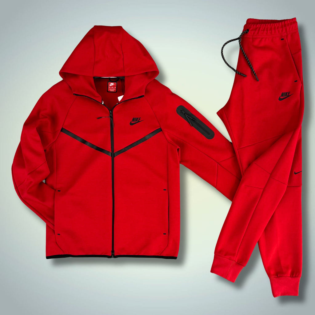Nike Tech Fleece мъжки спортен екип, червен. Модел 2024. Premium качество