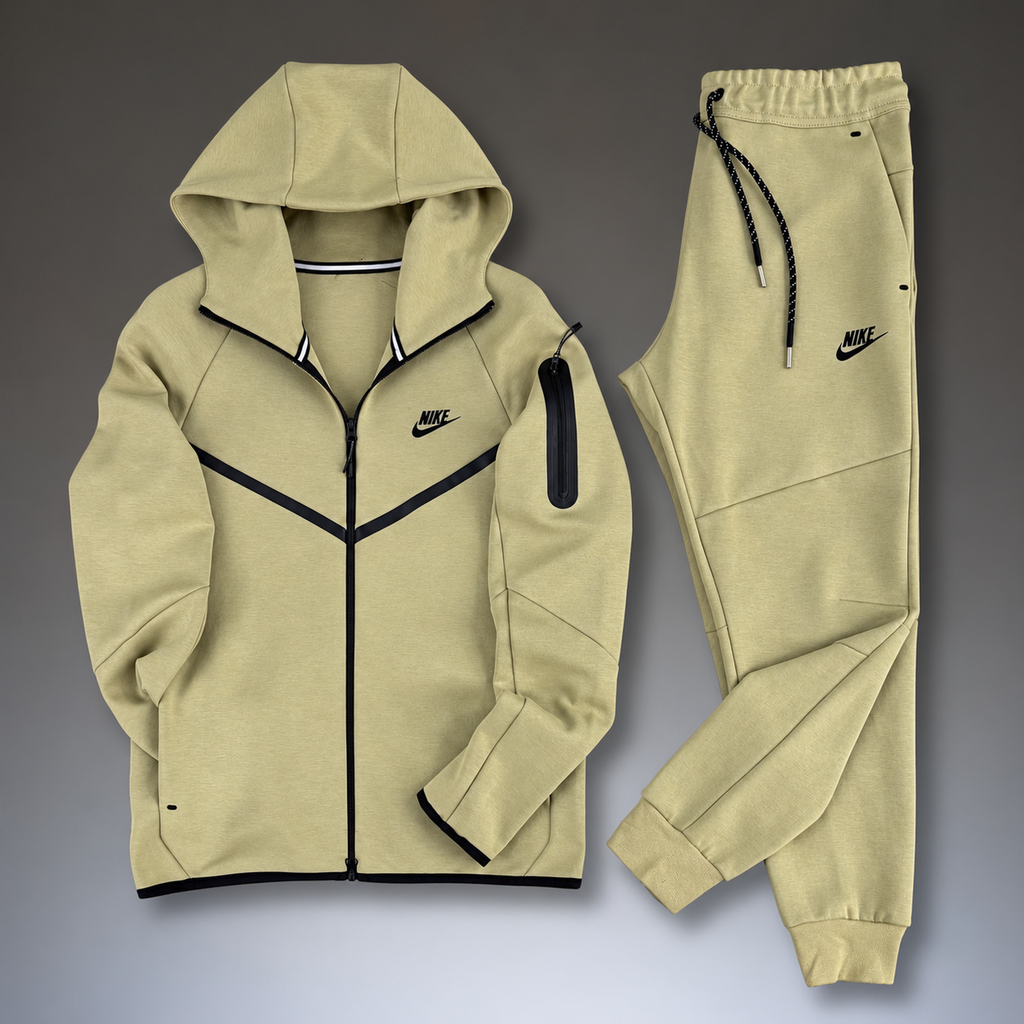 Nike Tech Fleece мъжки спортен екип, пясъчно бежов. Модел 2024. Premium качество