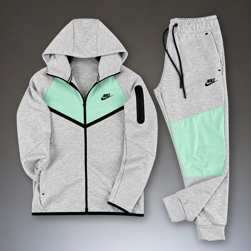 Nike Tech Fleece мъжки спортен екип, класическо сив - ментов. Модел 2024. Premium качество