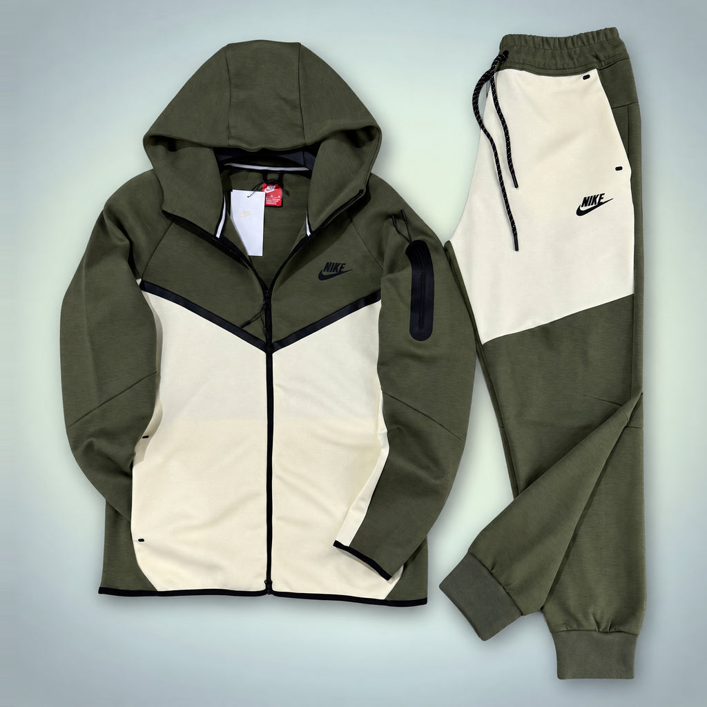 Nike Tech Fleece Мъжки Спортен екип. Маслиненозелен / Бежов