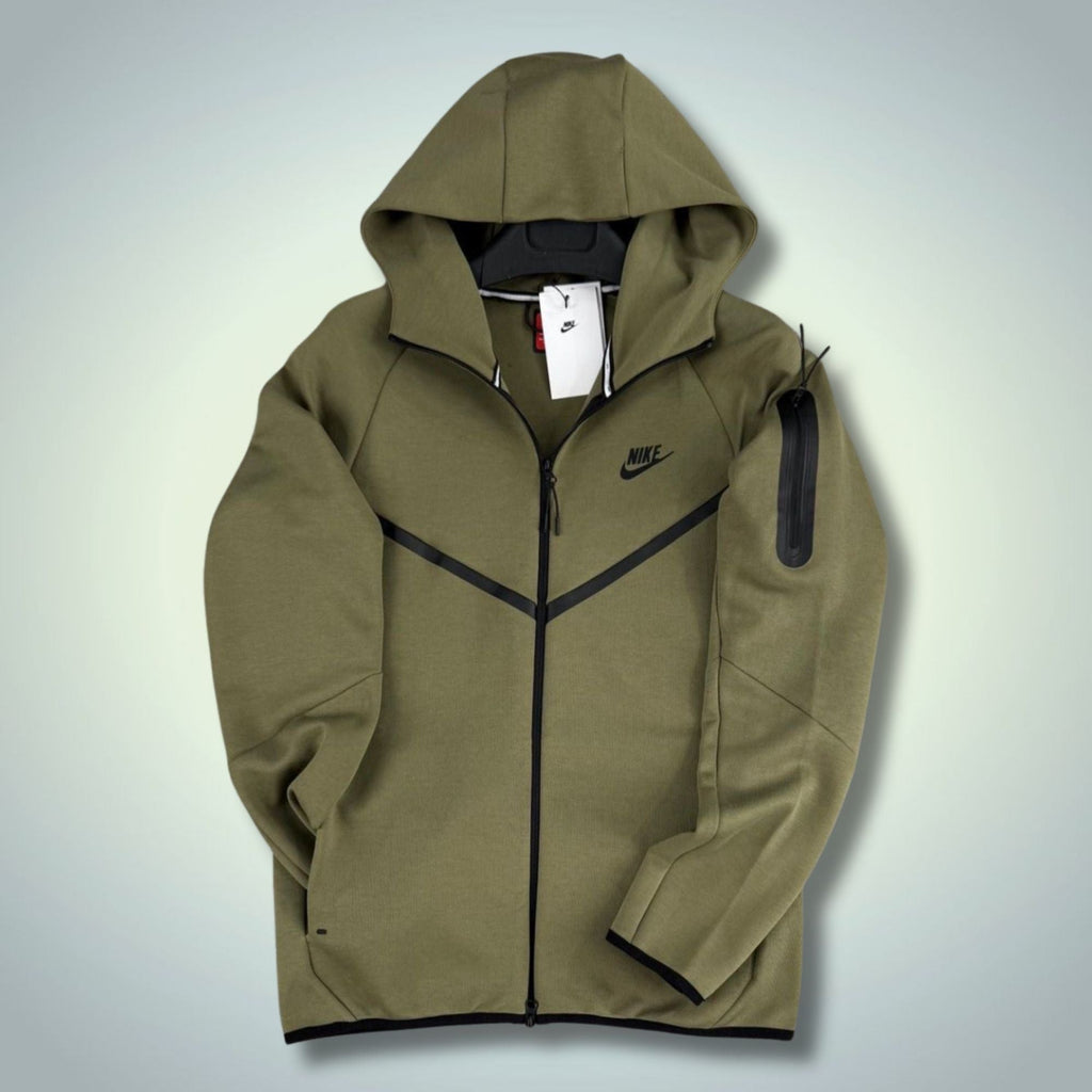 Nike Tech Fleece мъжки суичър, маслинено зелен. Модел 2024. Premium качество