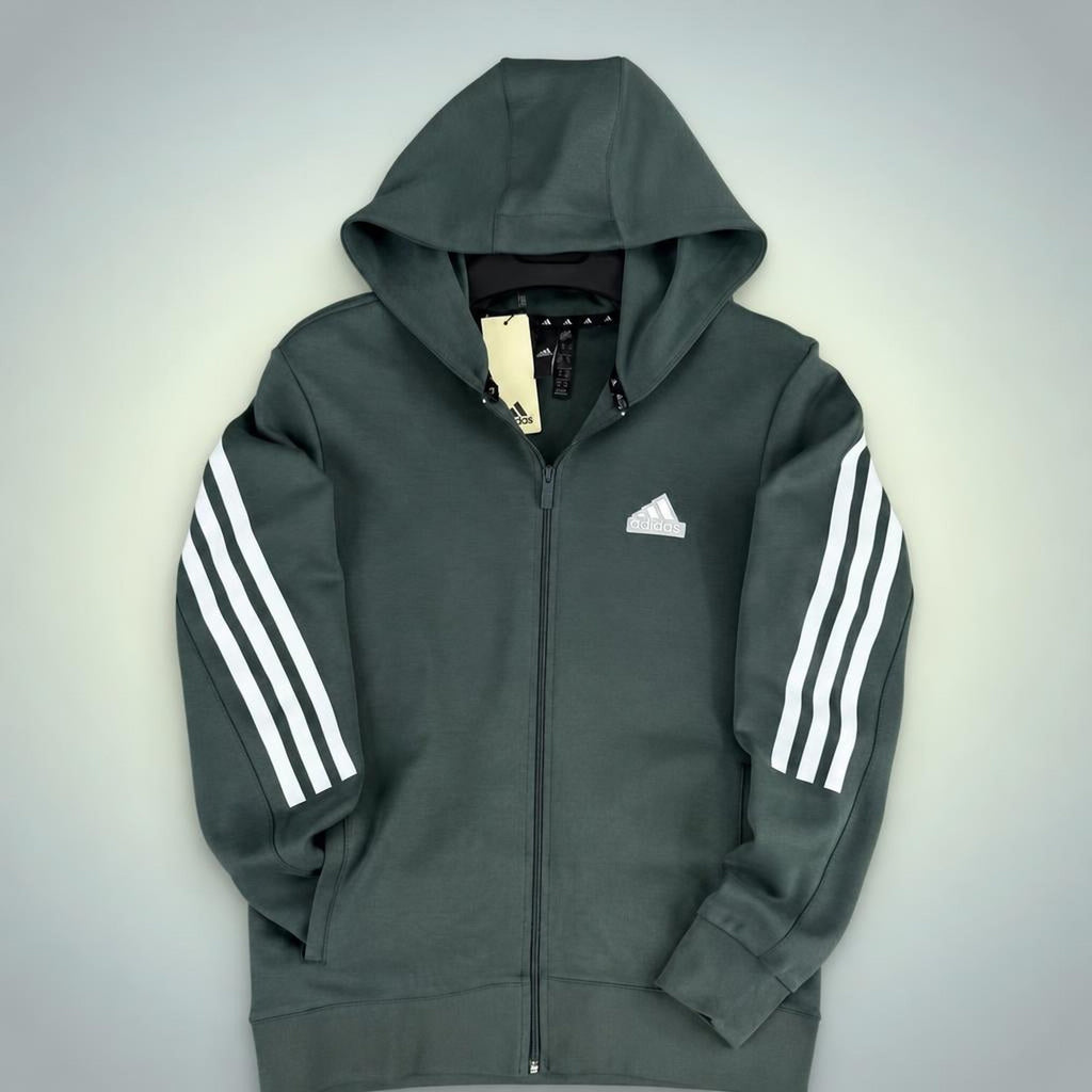 Adidas мъжки суичър с качулка, три ленти, градинско зелен. Premium качество