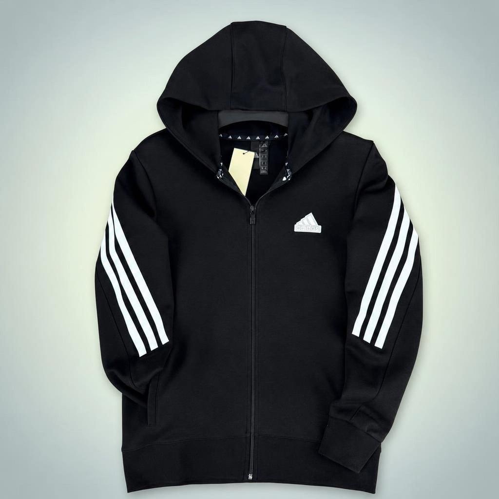 Adidas мъжки суичър с качулка, три ленти, черен. Premium качество