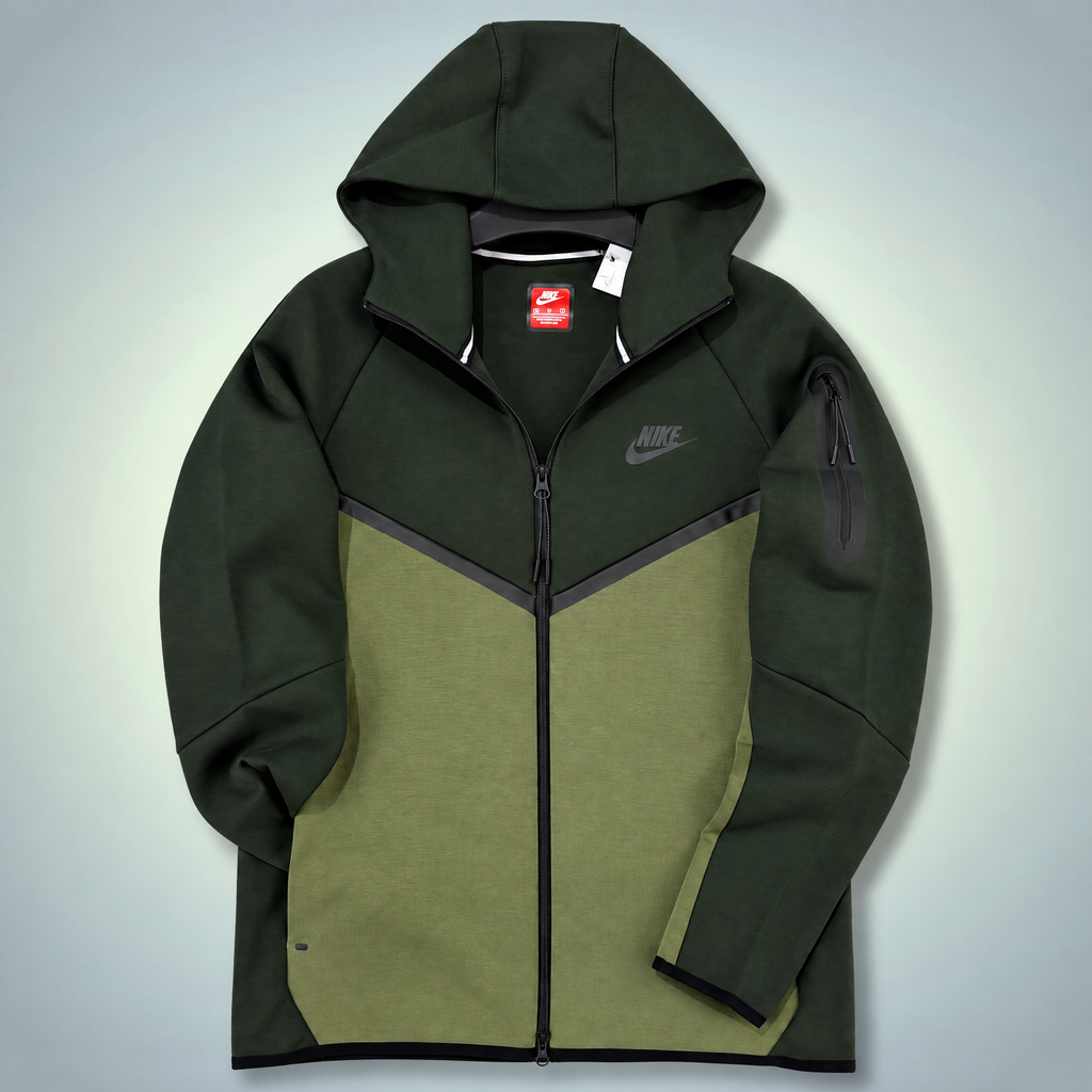 Nike Tech Fleece Мъжки Суичър с качулка. Маслинено зелен / Тъмнозелен