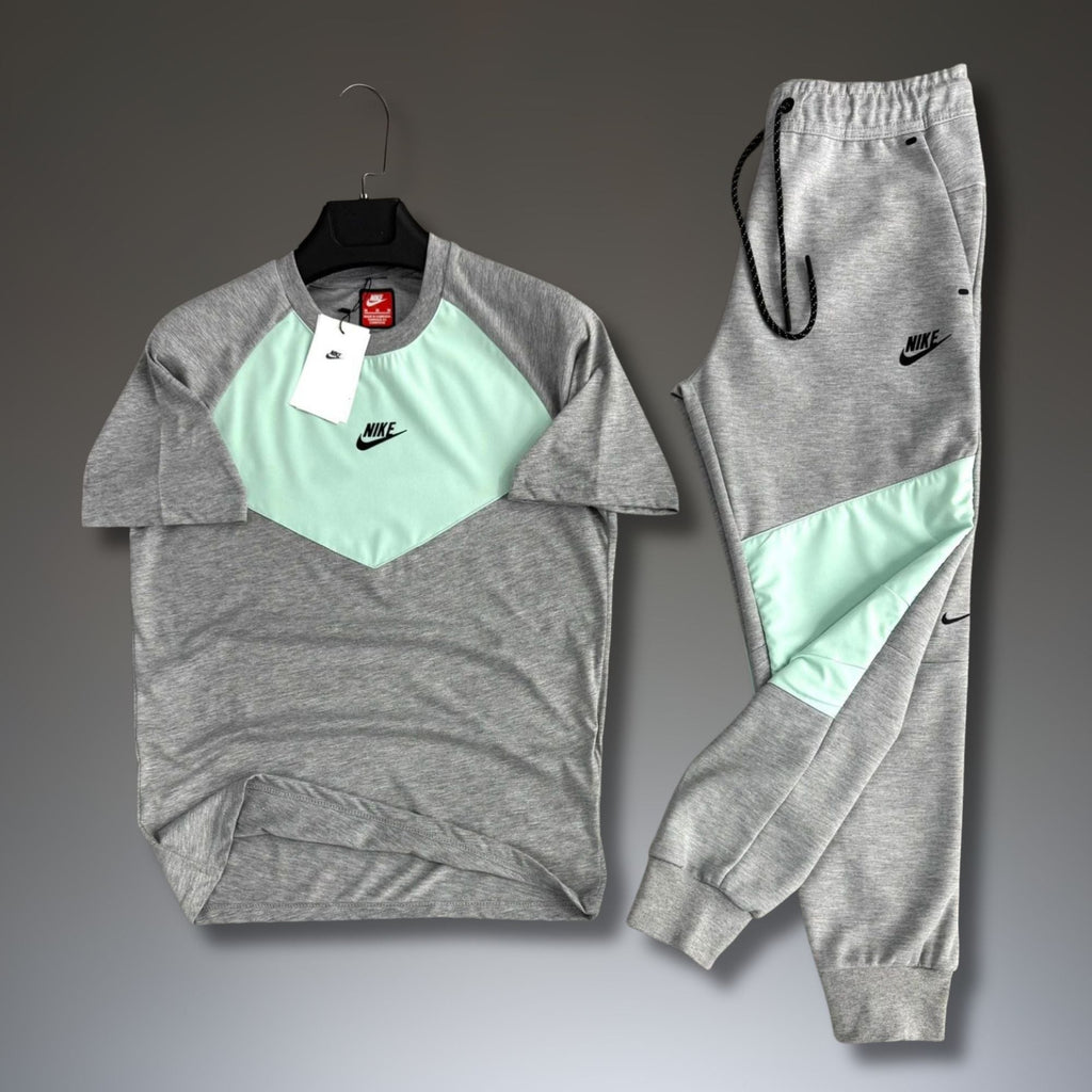 Nike Tech Fleece мъжки летен спортен екип, класическо сив-мента. 2026. Premium качество