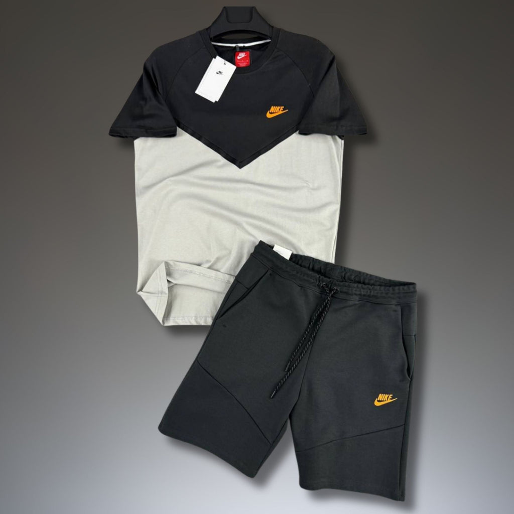 Nike Tech Fleece мъжки къс спортен екип, графитено-бежов. Premium качество