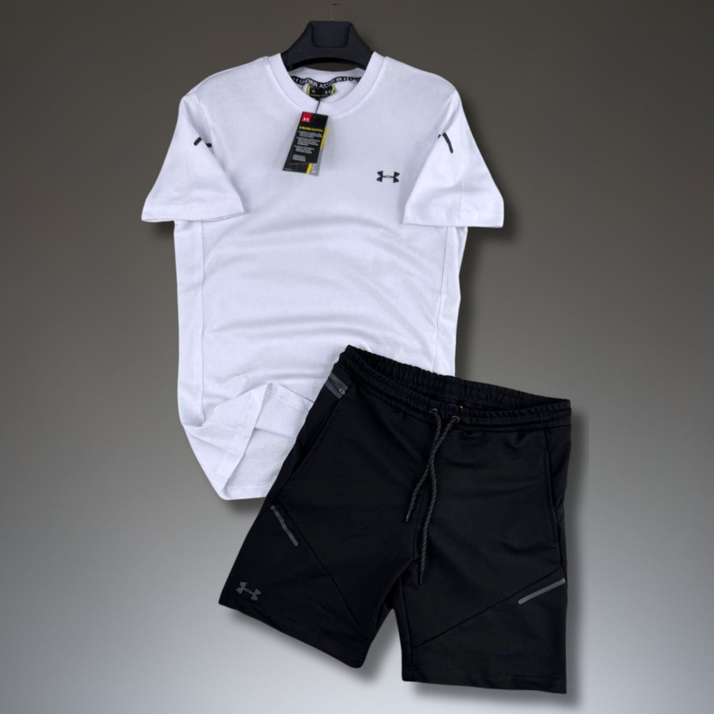 Under Armour мъжки къс спортен екип, бяло-черен. Premium качество