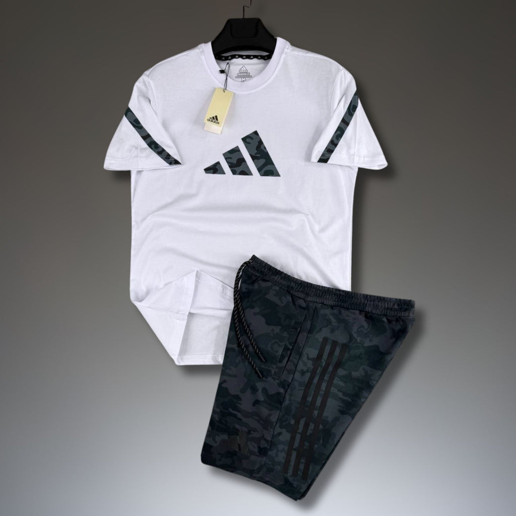 Adidas Z.N.E. мъжки къс спортен екип, камуфлажна шарка, бяло-графитен. Premium качество