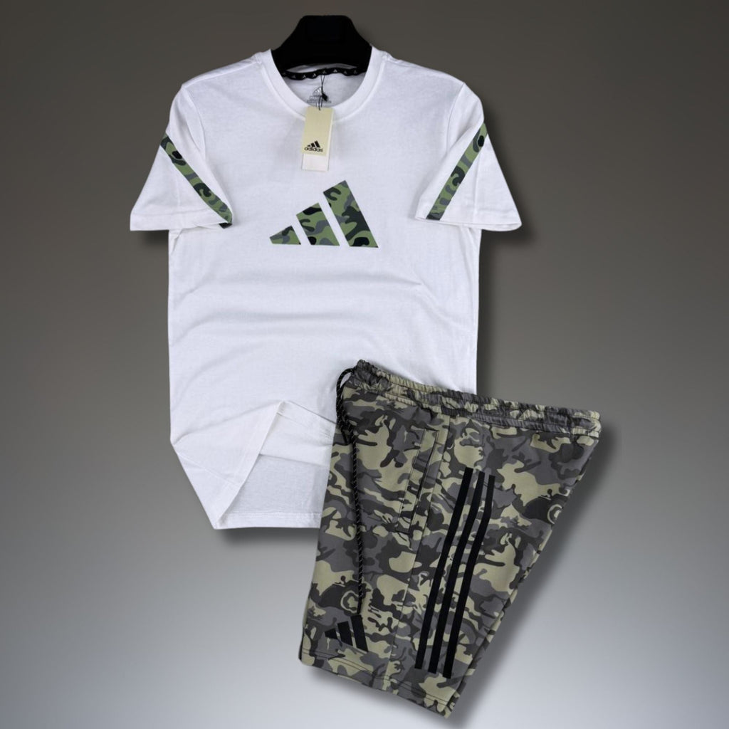 Adidas Z.N.E. мъжки къс спортен екип, камуфлажна шарка, бяло-зелен. Premium качество