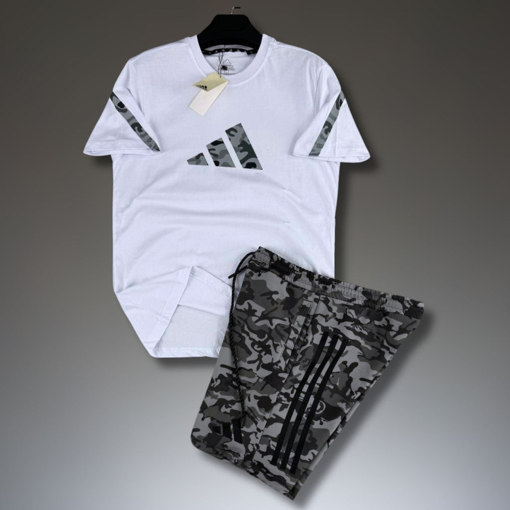Adidas Z.N.E. мъжки къс спортен екип, камуфлажна шарка, бяло-сив. Premium качество