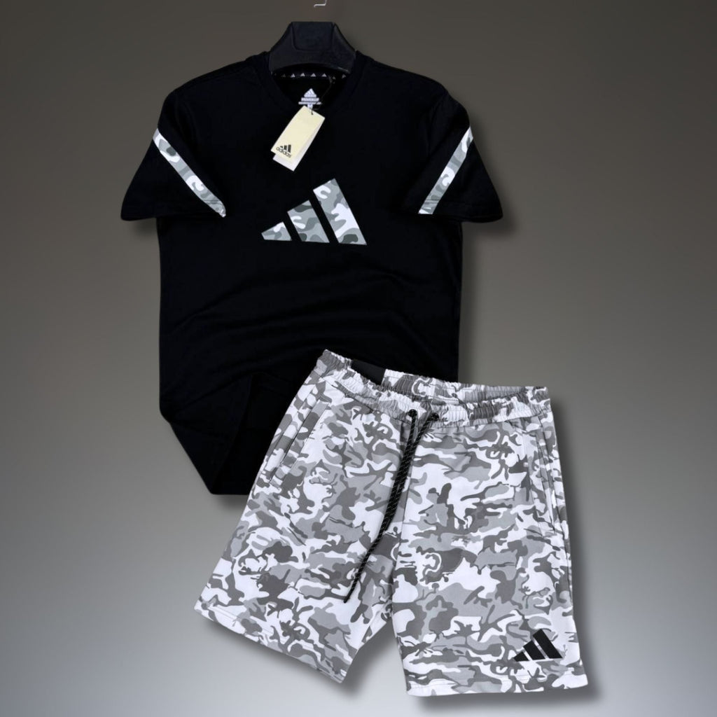 Adidas Z.N.E. мъжки къс спортен екип, камуфлажна шарка, черно-бял. Premium качество