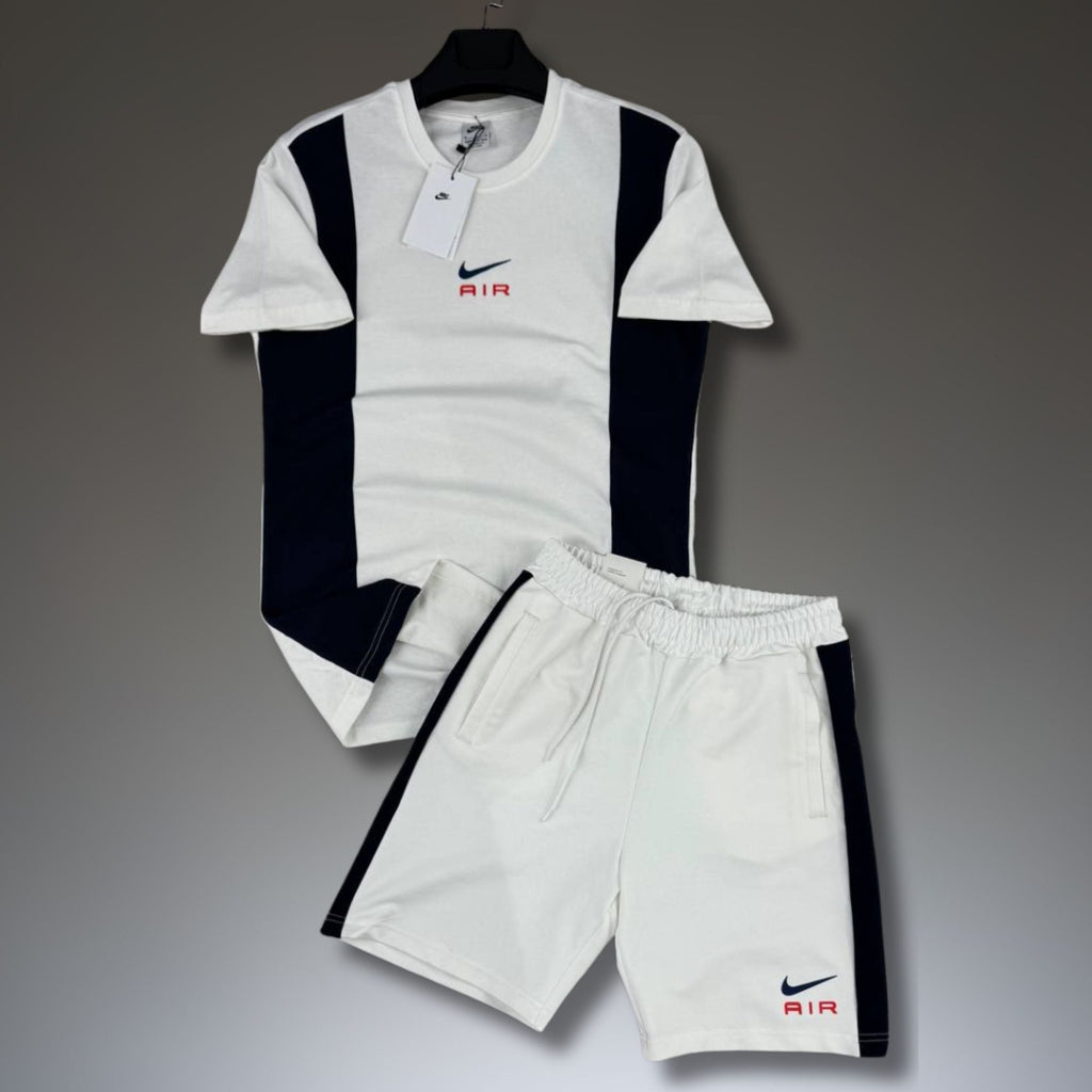 Nike Air мъжки къс спортен екип, бяло-черен. Premium качество