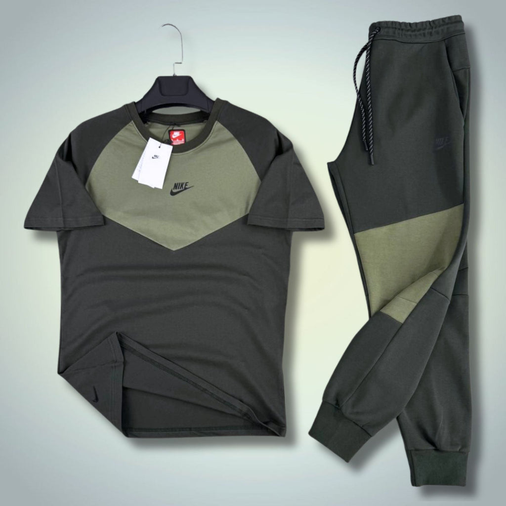 Nike Tech Fleece мъжки летен спортен екип, тъмнозелено-маслинено зелен. 2026. Premium качество