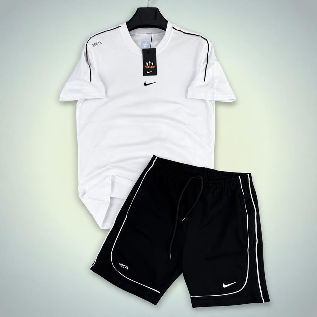 Nike Nocta мъжки къс спортен екип, бяло-черeн. Premium качество