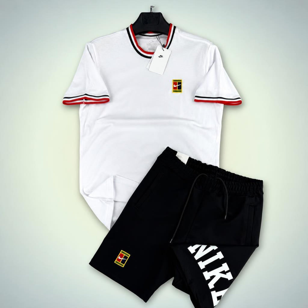 Nike Tennis мъжки къс спортен екип, бяло-черeн. Premium качество