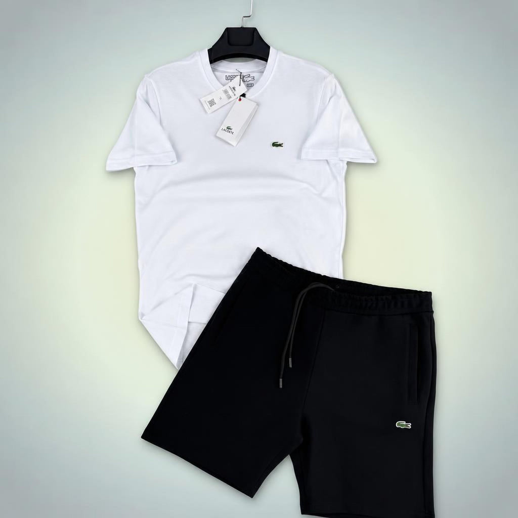 Lacoste Classic мъжки къс спортен екип, бяло-черeн. Premium качество